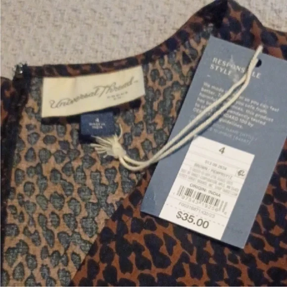 Universal Thread Brown Animal Print Mini Dress Ruched front big puff sleeves NWT - Picture 10 of 16